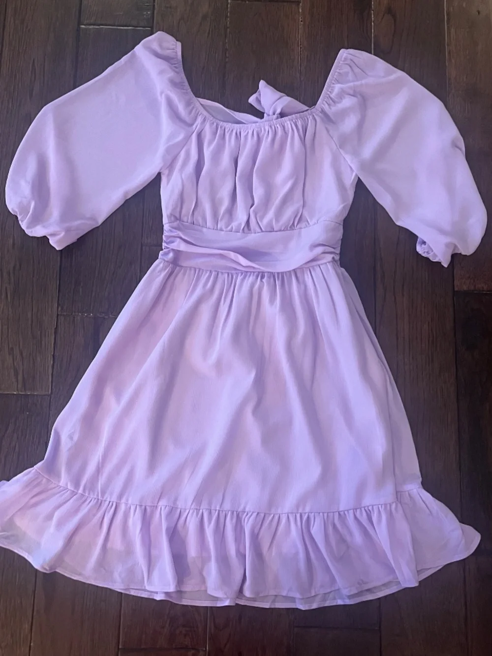 Lavender Puff Sleeve Mini Dress | Square Neck | Flowy Fit | Size Small / NWT - Picture 3 of 6